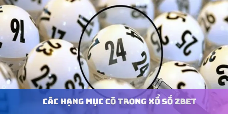 Các hạng mục có trong xổ số Zbet