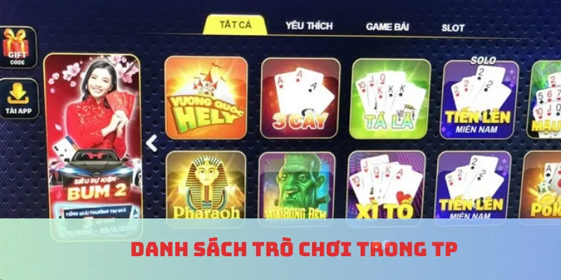 Danh sách trò chơi trong TP